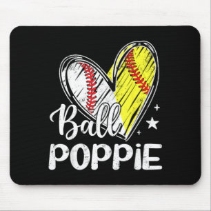 Ball pe Ball Heart Baseball Softball Mouse Pad