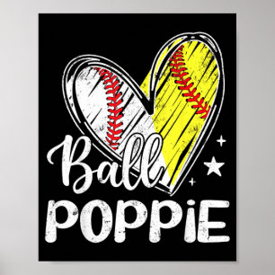 Ball pe Ball Heart Baseball Softball Poster