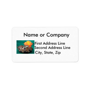 Ball python picture with orange rose green back label