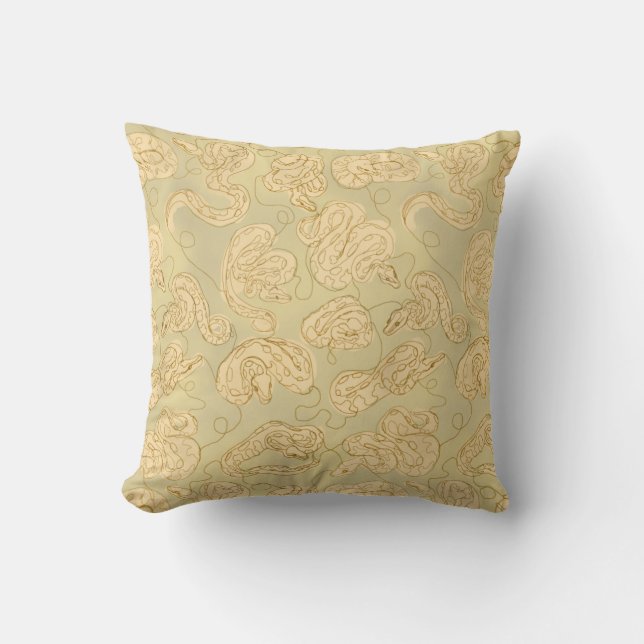 Ball Python Snake Artsy Contour in Earth Tones Cushion (Front)