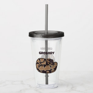 Ball Python Snake, Brown and Tan Personalised Acrylic Tumbler