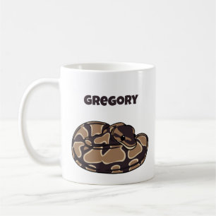 Ball Python Snake, Brown and Tan Personalised Coffee Mug