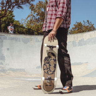 Ball Python Snake, Brown and Tan Personalised Skateboard