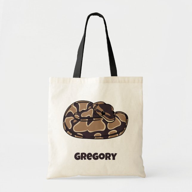 Ball Python Snake, Brown and Tan Personalised Tote Bag (Front)