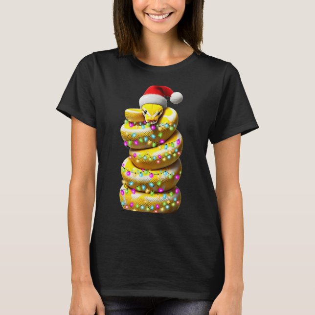 Ball Python Snake Christmas Hat Xmas  T-Shirt (Front)