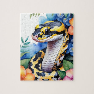 Ball Python Snake Family Pet Portrait Jigsaw Puzzle