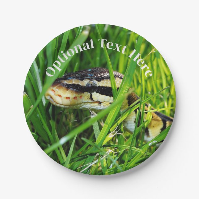 Ball Python Snake in the Grass Paper Plate (Front)