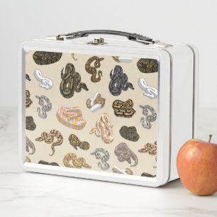 Ball Python Snake Morph Pattern Metal Lunch Box
