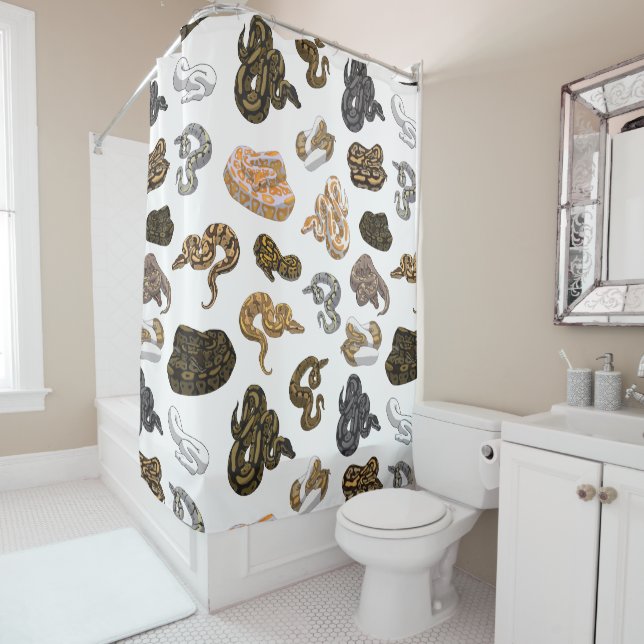 Ball Python Snake Morph Pattern Shower Curtain (In Situ)