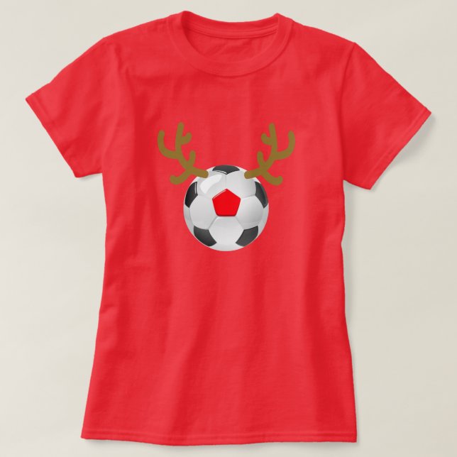 ball reindeer soccer T-Shirt Funny Christmas Gift (Design Front)