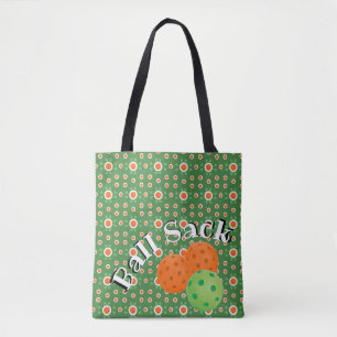 Ball Sack for Pickleballs - Green and Orange Tote Bag
