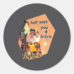 Ball Says You A Btch Meme  Classic Round Sticker