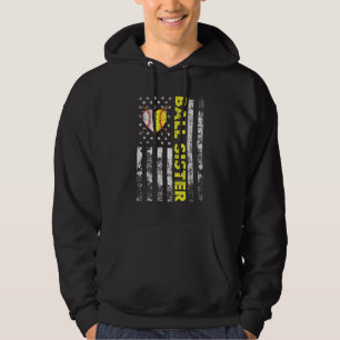Ball Sister Softball Baseball American Flag Mother Hoodie
