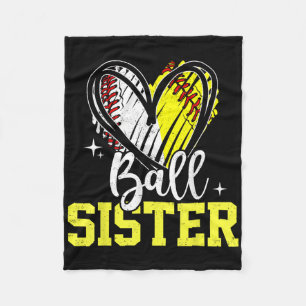 Ball Sister Softball Baseball Sister  Fleece Blanket