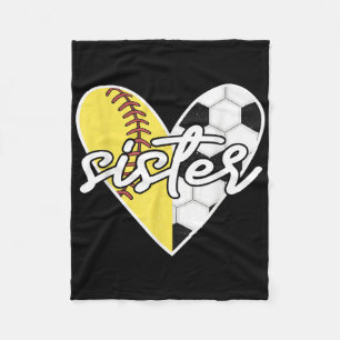 Ball Sister Softball Soccer Mama Player Fleece Blanket