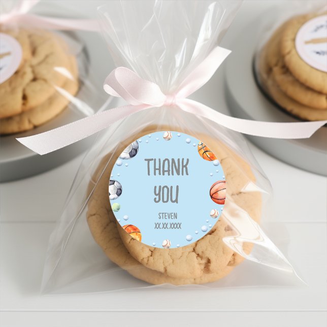 Ball sports kids birthday classic round sticker (Creator Uploaded)