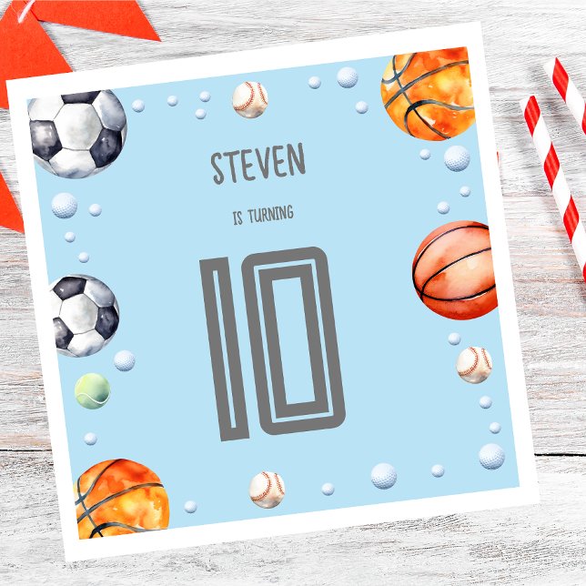 Ball sports kids birthday napkin (Creator Uploaded)