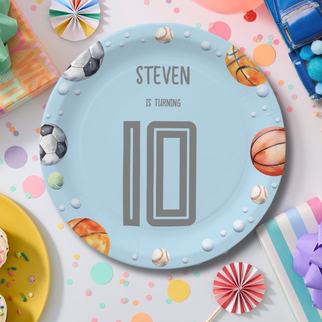 Ball sports kids birthday paper plate (Creator Uploaded)
