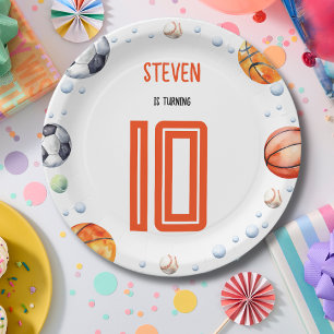 Ball sports kids birthday paper plate