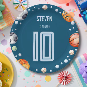 Ball sports kids birthday paper plate