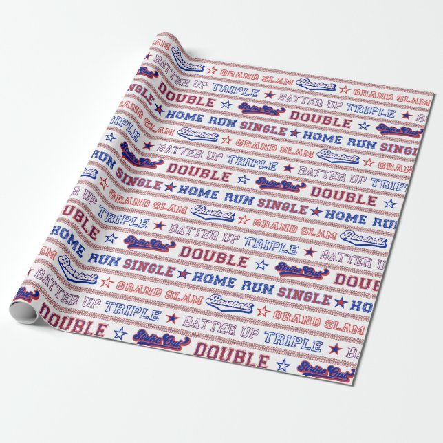 Ball Stitch - Baseball Wrapping Paper (Unrolled)