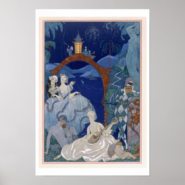 Ball Under the Blue Moon, illustration for 'Fetes Poster (Front)