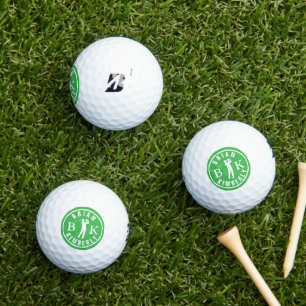 Ball with Golfers Name & initials - green monogram