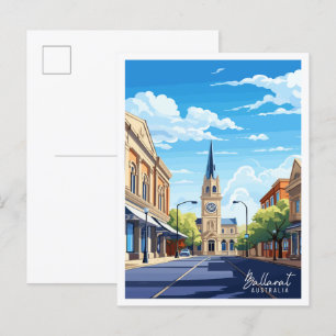 Ballarat Australia vintage travel illustration Postcard