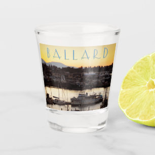Ballard Boats Sunset Scene Shot Glass