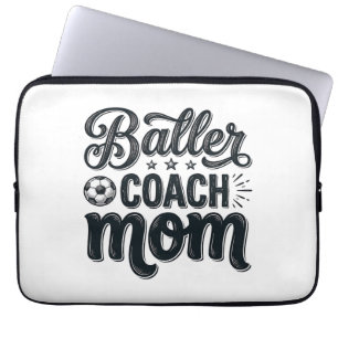 Baller Coach Mum Vintage Soccer Shirt Design_1 Laptop Sleeve