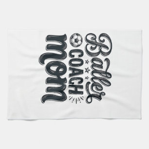 Baller Coach Mum Vintage Soccer Shirt Design_1 Tea Towel