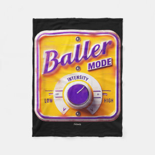 Baller Mode Sign - Basketball Intensity In Purple  Fleece Blanket