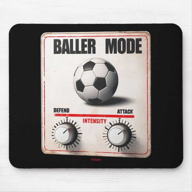 Baller Mode - White Red Sign Attack And Defend Int Mouse Pad (Front)