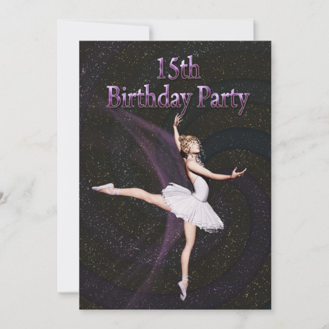 Ballerina 15th Birthday party invitation (Front)
