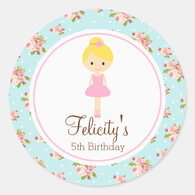 Ballerina 2inch round personalised tag (Front)