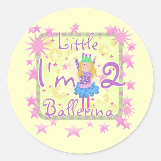 Ballerina 2nd Birthday Tshirts and Gifts Classic Round Sticker (Front)