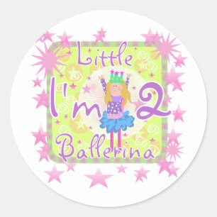 Ballerina 2nd Birthday Tshirts and Gifts Classic Round Sticker