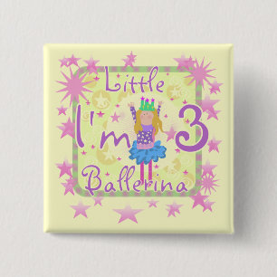 Ballerina 3rd Birthday Tshirts and Gifts 15 Cm Square Badge
