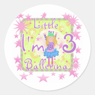 Ballerina 3rd Birthday Tshirts and Gifts Classic Round Sticker