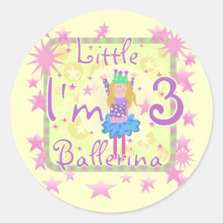 Ballerina 3rd Birthday Tshirts and Gifts Classic Round Sticker