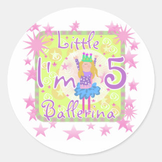 Ballerina 5th Birthday tshirts and Gifts Classic Round Sticker