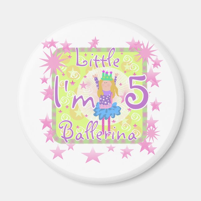 Ballerina 5th Birthday tshirts and Gifts Magnet (Front)