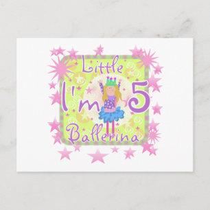 Ballerina 5th Birthday tshirts and Gifts Postcard