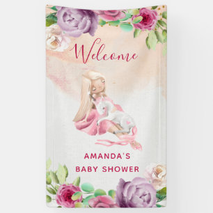 Ballerina and Baby Unicorn and Flowers Banner