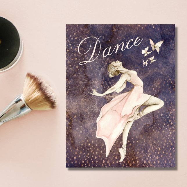 Ballerina and Butterflies Dance Pink Purple Ballet Postcard (Creator Uploaded)