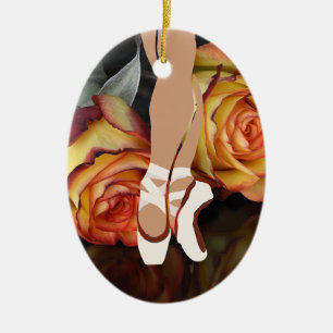Ballerina and Roses En Pointe Ballet Christmas Ceramic Tree Decoration