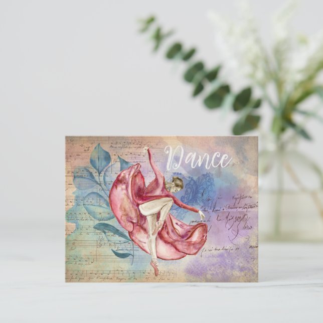 Ballerina and Sheet Music Nature Fantasy Dance Postcard (Standing Front)