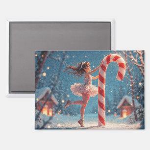Ballerina Anime Girl & Candy Cane Christmas Magnet