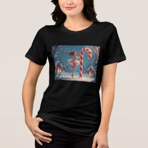 Ballerina Anime Girl & Candy Cane Christmas Tri-Blend Shirt