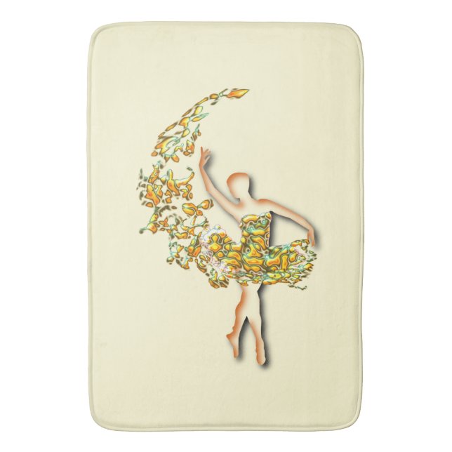 Ballerina Art Fire Dance - Ballet Dancer Drawing Bath Mat (Front Vertical)